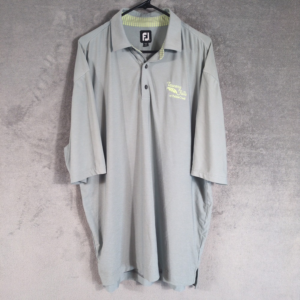 FootJoy Mens XL Tuscany Falls Pebble Creek Golf Polo Shirt Grey Short Sleeve FJ